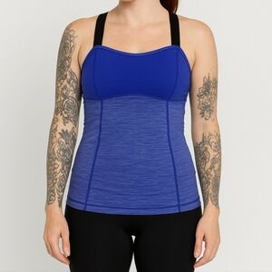 Lululemon Run Catch Me Tank Top Pigment Blue Tonka Stripe  sz 4